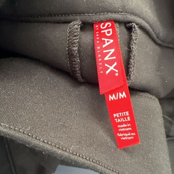 Spanx Womens Black Faux Pockets Capri Cropped Pull On Legging Pants M/PT - Picture 10 of 12